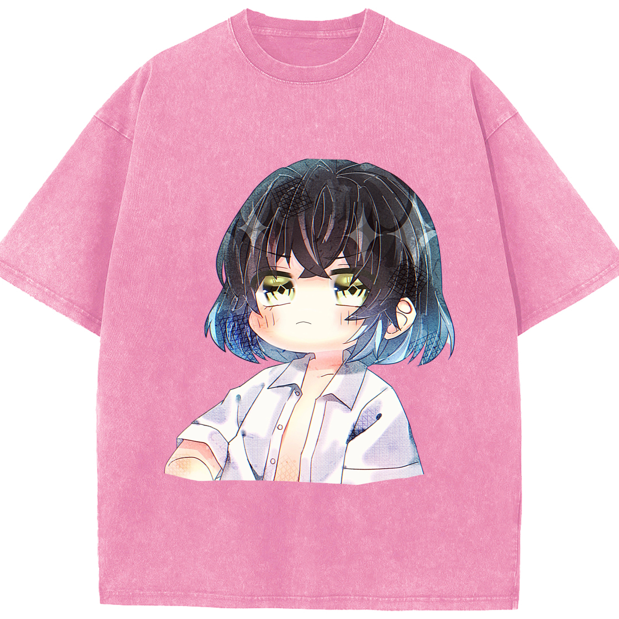 （画像用） 鬼滅の刃（きめつのやいば）嘴平 伊之助／はしびら いのすけ Hashibira Inosuke 綿100% ヴィンテージ風 半袖Tシャツ（フロントプリント）